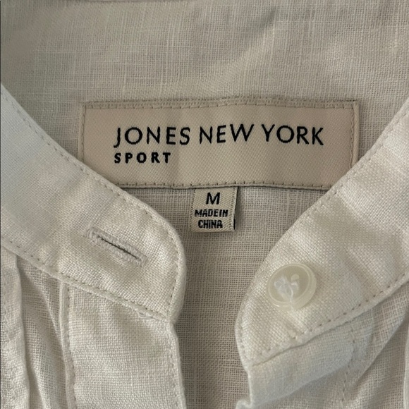 Jones New York Women’s White Linen Button-Up Medium - Picture 4 of 6